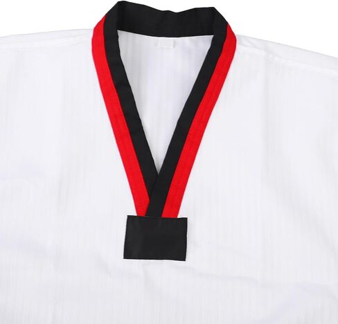 Taekwondo Uniform Polyester Cotton Martial Arts Training Clothing with Belt Striped Size Breathable Practice Wear for Beginners Enthusiasts Athletes (L) in Kuwait