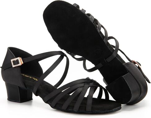 RoseMoli Ballroom Dance Shoes Women Low Heel Satin Latin Salsa Tango Practice Dancing Shoes for Woman in Kuwait