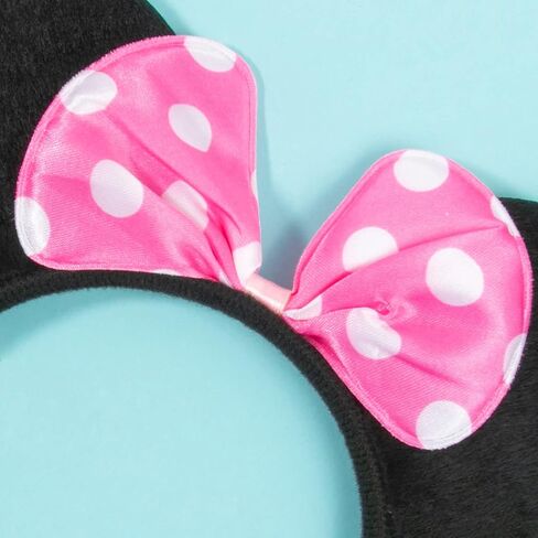 CHuangQi 20 pcs Mouse Ears Headband Solid Black Ears & Pink Bow with Polka Dots, Hair Accessories for Boys & Girls Birthday Party in Kuwait