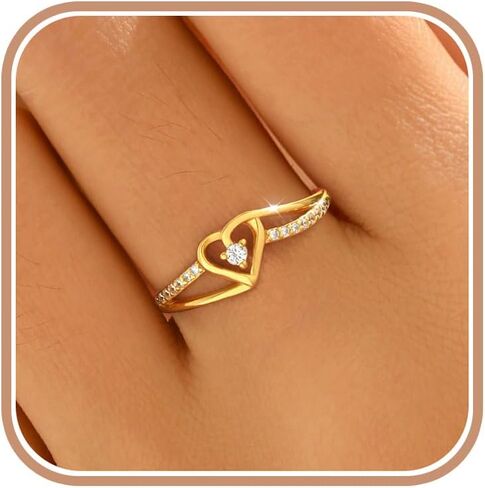 Infinity Heart Ring for Women, 925 Sterling Silver Dainty Cubic Zirconia Eternal Love Heart Promise Ring to Mother Daughter 14K Gold Plated Crystal Engagement Rings Wedding Birthday Jewelry Gift in Saudi Arabia