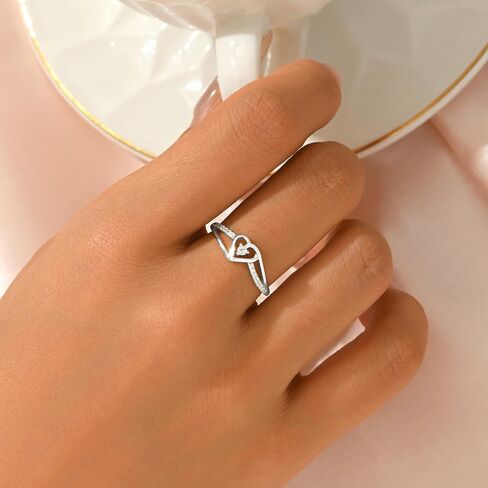 Infinity Heart Ring for Women, 925 Sterling Silver Dainty Cubic Zirconia Eternal Love Heart Promise Ring to Mother Daughter 14K Gold Plated Crystal Engagement Rings Wedding Birthday Jewelry Gift in Saudi Arabia