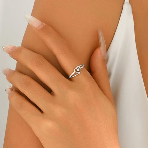 Infinity Heart Ring for Women, 925 Sterling Silver Dainty Cubic Zirconia Eternal Love Heart Promise Ring to Mother Daughter 14K Gold Plated Crystal Engagement Rings Wedding Birthday Jewelry Gift in Saudi Arabia