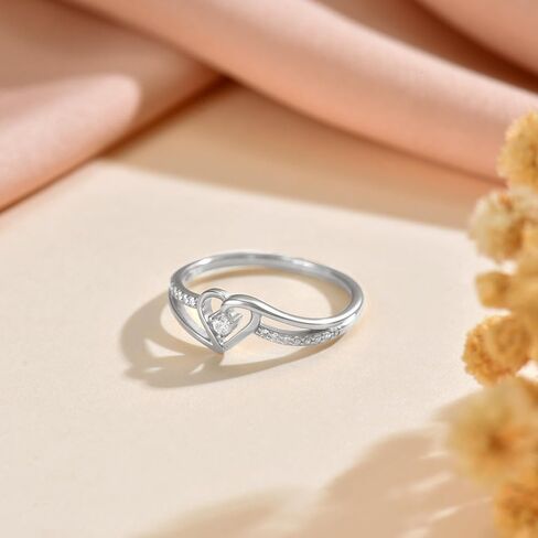 Infinity Heart Ring for Women, 925 Sterling Silver Dainty Cubic Zirconia Eternal Love Heart Promise Ring to Mother Daughter 14K Gold Plated Crystal Engagement Rings Wedding Birthday Jewelry Gift in Saudi Arabia