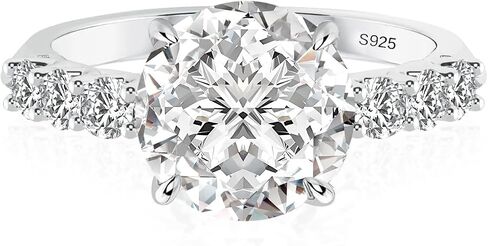 Maxinejewelry 4.0Ct Round Cut Moissanite Engagement Ring for Women, 925 Sterling Silver D Color VVS1 Promise Ring with 1.0Ct Moissanite Side Accent Stones in Saudi Arabia