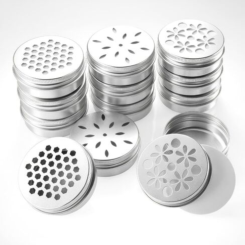 24 Pack 2 Ounce Aluminium Tins, 3 Style Empty Storage Containers with Hollow Lids, 60ml Screw Top Round Jars for Aromatherapy, Candles, Baking Soda, Travel & Craft in Kuwait