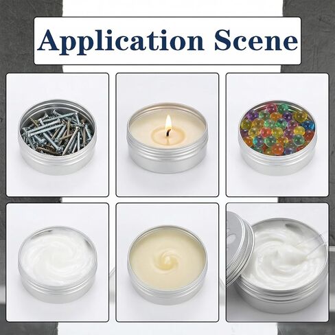 24 Pack 2 Ounce Aluminium Tins, 3 Style Empty Storage Containers with Hollow Lids, 60ml Screw Top Round Jars for Aromatherapy, Candles, Baking Soda, Travel & Craft in Kuwait