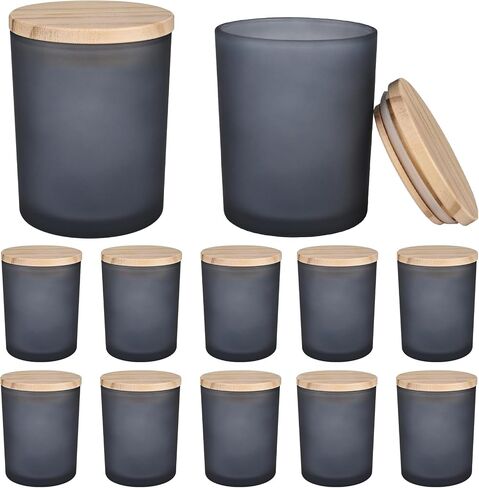 12PCS 7oz Thick Candle Jars for Making Candles, Empty Glass Candle Jars with Bamboo Lids, in Bulk, Clear in Saudi Arabia