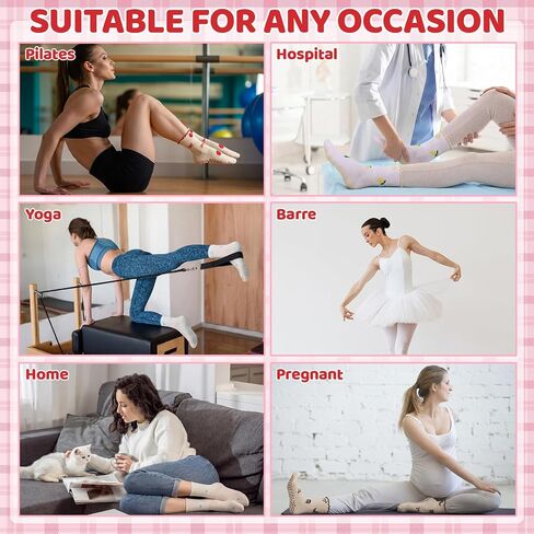 8 Pairs Cute Pilates Socks for Women Yoga Socks Ruffle Grippy Sock for Barre Ballet Workout Hospital in Kuwait