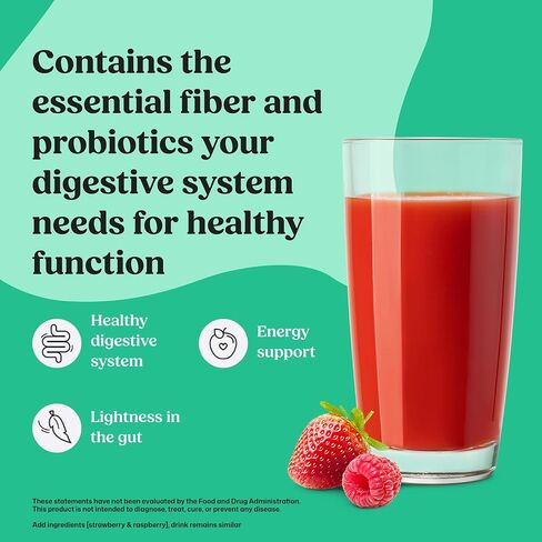 ColonBroom Psyllium Husk Powder (Strawberry & Raspberry, 50 Servings) - Colon Cleanse for Bloating Relief & Gut Health - Colon Broom Fiber Powder Drink - Vegan, Gluten Free Fiber Powder Supplement in Saudi Arabia