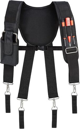 FamilyKit Tool Belt Suspenders for Men - Comfy Padded Work Belt Suspenders, Fully-Adjustable Tool Bag Suspenders with Loops for Construction, Carpenter, Electrician, Roofing, Framer (Black) in Saudi Arabia