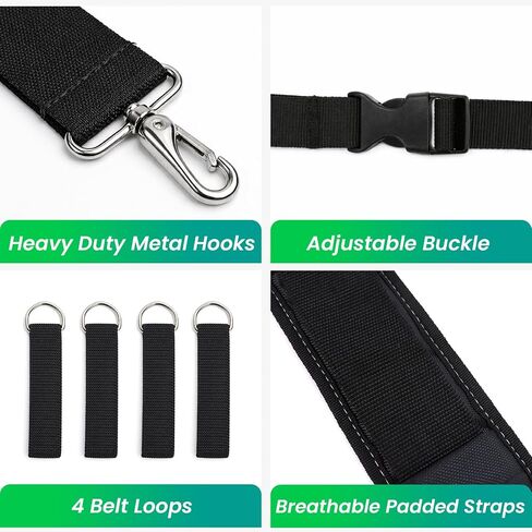 FamilyKit Tool Belt Suspenders for Men - Comfy Padded Work Belt Suspenders, Fully-Adjustable Tool Bag Suspenders with Loops for Construction, Carpenter, Electrician, Roofing, Framer (Black) in Saudi Arabia