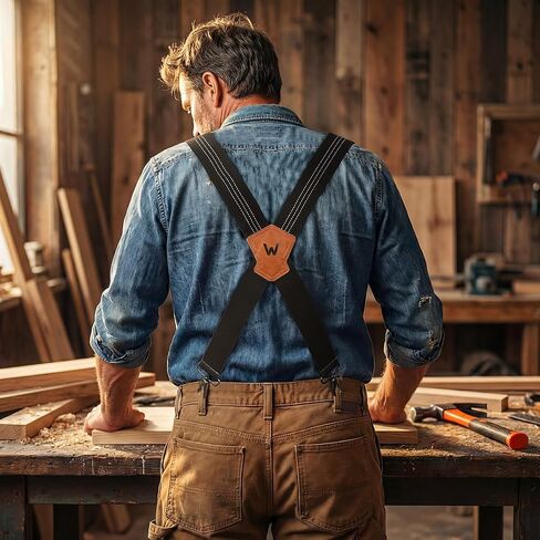 WELKINLAND Safety 2Inch-Wide Work Suspenders, Suspenders for Men Heavy Duty, Men's Suspenders Adjustable, Men's Suspender X Back for Pants, Mens Strong Suspender for Jeans in Saudi Arabia