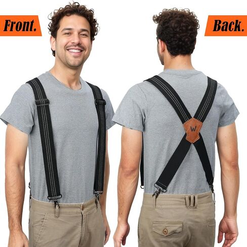 WELKINLAND Safety 2Inch-Wide Work Suspenders, Suspenders for Men Heavy Duty, Men's Suspenders Adjustable, Men's Suspender X Back for Pants, Mens Strong Suspender for Jeans in Saudi Arabia
