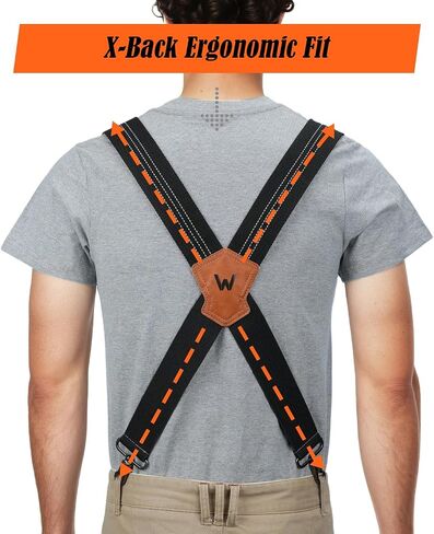 WELKINLAND Safety 2Inch-Wide Work Suspenders, Suspenders for Men Heavy Duty, Men's Suspenders Adjustable, Men's Suspender X Back for Pants, Mens Strong Suspender for Jeans in Saudi Arabia
