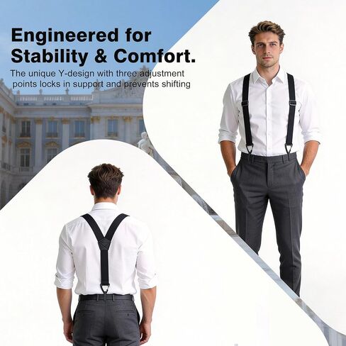 Acozycoo Men's Heavy Duty Suspenders - 1.5 Inch Wide Y-Back Design with 3 Snap Loops,Adjustable Hidden Work Suspenders in Saudi Arabia