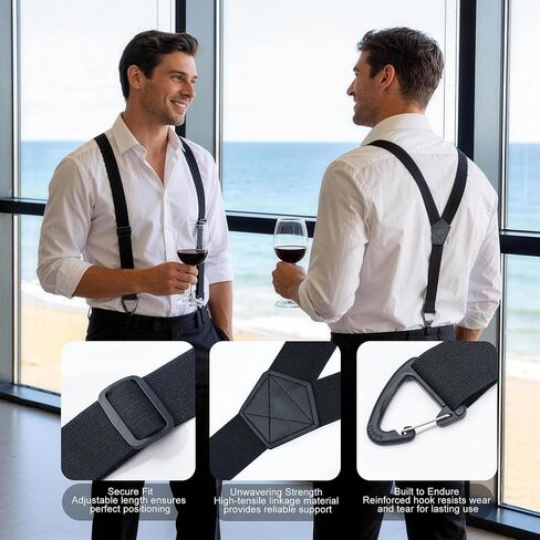 Acozycoo Men's Heavy Duty Suspenders - 1.5 Inch Wide Y-Back Design with 3 Snap Loops,Adjustable Hidden Work Suspenders in Saudi Arabia