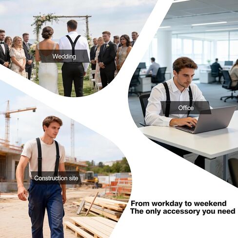Acozycoo Men's Heavy Duty Suspenders - 1.5 Inch Wide Y-Back Design with 3 Snap Loops,Adjustable Hidden Work Suspenders in Saudi Arabia