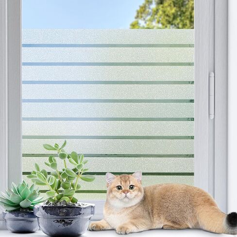 Coavas Window Privacy Film, Frosted Glass Window Film Day and Night, UV Blocking Heat Control Anti-Glare Decorative Cover, No Glue Removable Static Cling, Renter Friendly for Bathroom, 17.5 x 78.7 in in Kuwait