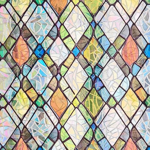 ADD.HERES Window Privacy Film, Stained Glass Decorative Static Cling, Removable Laser Sun Blocking Vinyl Covering,Window Film for Home Kitchen Living Room, Rainbow Crystal Shards, 17.3 x 78.7in in Saudi Arabia
