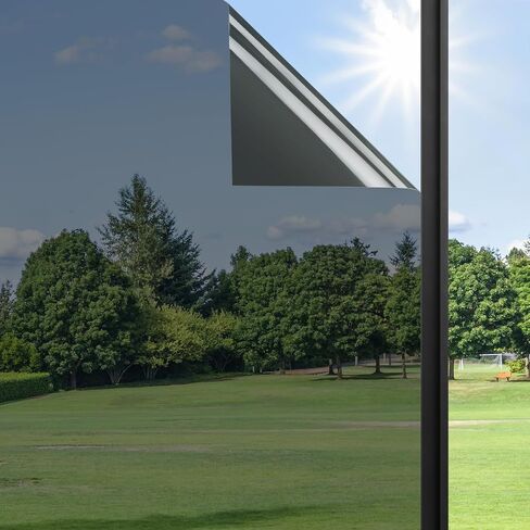 Haton Window Privacy Film One Way Window Tint for Home, Sun UV Blocking Heat Control Reflective Mirror Tinting Film See Out Not in Office Door Coverings, Black 17.5" x 78.7" in Saudi Arabia
