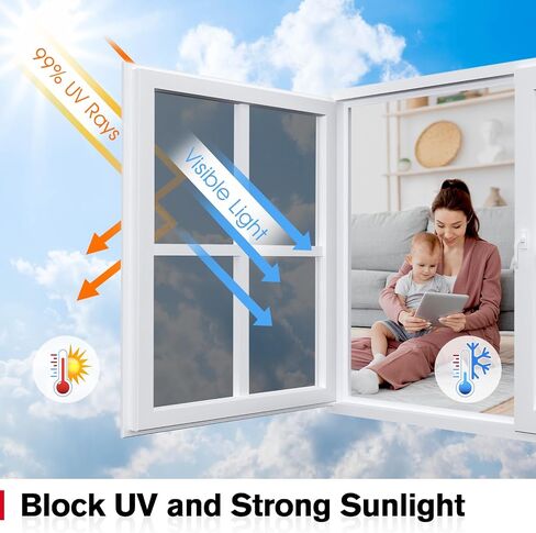 Haton Window Privacy Film One Way Window Tint for Home, Sun UV Blocking Heat Control Reflective Mirror Tinting Film See Out Not in Office Door Coverings, Black 17.5" x 78.7" in Saudi Arabia