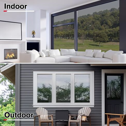 Haton Window Privacy Film One Way Window Tint for Home, Sun UV Blocking Heat Control Reflective Mirror Tinting Film See Out Not in Office Door Coverings, Black 17.5" x 78.7" in Saudi Arabia