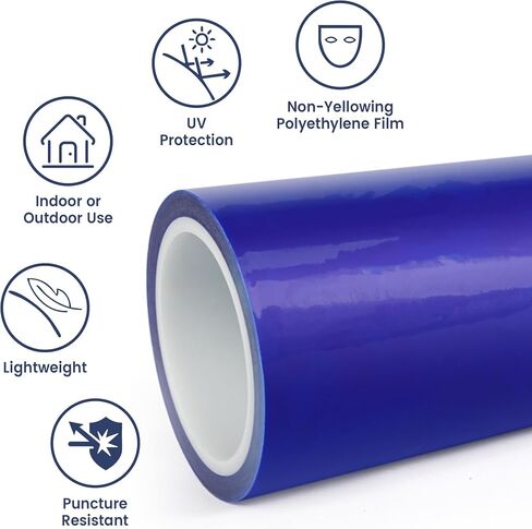 ADHES Blue Window & Glass Protection Film 24" x 600', Self-Adhesive Temporary Surface Protection Film for Windows, Doors, Mirrors & Glass, Durable, Tear-Resistant & Residue-Free Removal in Kuwait