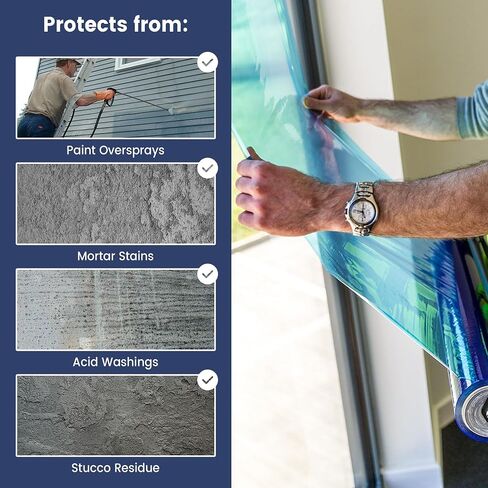 ADHES Blue Window & Glass Protection Film 24" x 600', Self-Adhesive Temporary Surface Protection Film for Windows, Doors, Mirrors & Glass, Durable, Tear-Resistant & Residue-Free Removal in Kuwait