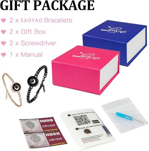 Long Distance Touch Bracelets, Light up Remote Smart Matching Couples Bracelet for Couple Long Distance Relationship Girlfriend Boyfriend Xmas Valentine's Day Festival Gifts Black Gold Jewelry Set in Kuwait