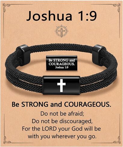 Joshua 1:9 Cross Adjustable Bracelet for Teen Boys Men in Kuwait