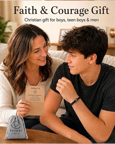 Joshua 1:9 Cross Adjustable Bracelet for Teen Boys Men in Kuwait
