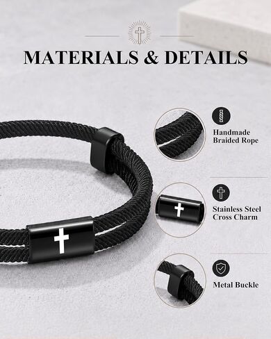 Joshua 1:9 Cross Adjustable Bracelet for Teen Boys Men in Saudi Arabia