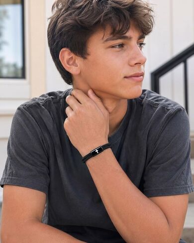 Joshua 1:9 Cross Adjustable Bracelet for Teen Boys Men in Saudi Arabia