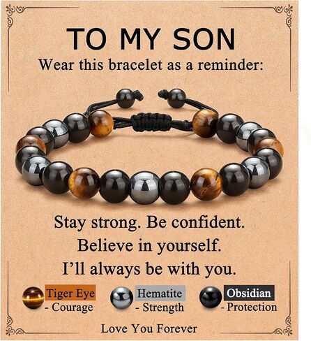 Eryuor Stay Strong Son, Triple Protection Bracelet Gifts for Son Teen Boys in Kuwait
