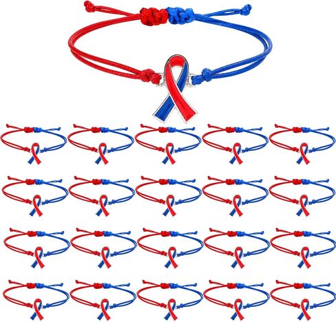 20 Pcs Congenital Heart Defect Awareness Bracelets, CHD Red Blue Ribbon Awareness Gifts for Patients, Inspirational, Positive, Encouragement Gifts, Survivor Presents for Thoughtful Comforting in Saudi Arabia