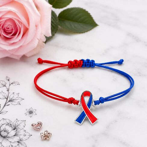 20 Pcs Congenital Heart Defect Awareness Bracelets, CHD Red Blue Ribbon Awareness Gifts for Patients, Inspirational, Positive, Encouragement Gifts, Survivor Presents for Thoughtful Comforting in Saudi Arabia