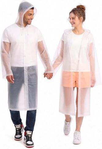 ZENO Rain Coats (2 Pack) - Waterproof Reusable Rain Ponchos with Hood and Snap Buttons - Lightweight, Durable - Raincoat for Men & Women - Clear Unisex Design in Saudi Arabia