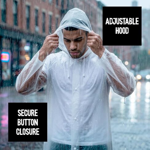 ZENO Rain Coats (2 Pack) - Waterproof Reusable Rain Ponchos with Hood and Snap Buttons - Lightweight, Durable - Raincoat for Men & Women - Clear Unisex Design in Saudi Arabia