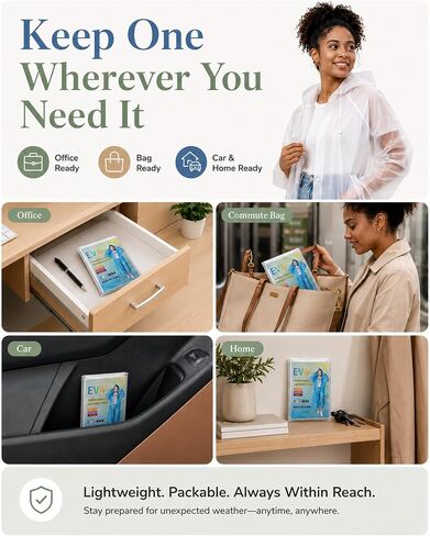 Rain Ponchos for Adults - 4 Pack Reusable EVA Waterproof Rain Jackets with Drawstring Hood and Snap Button in Saudi Arabia