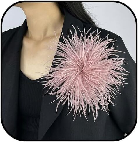 Dainty Feather Flower Brooch Pin for Women Oversized Floral Lapel Pins Elegant Feather Corsage Brooches Suit Clothes Shawl Dress for Wedding Party Banquet Dance Trendy Jewelry 150mm in Kuwait
