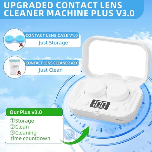 Contact Lens Cleaner with Mirror, Contact Lens Cleaner Machine, USB Ultrasonic Contact Lens Cleaner for Disposal Soft Lens, Hard Lens, Contact Lens, Colored Lens, RGP Lens & OK Lens in Saudi Arabia