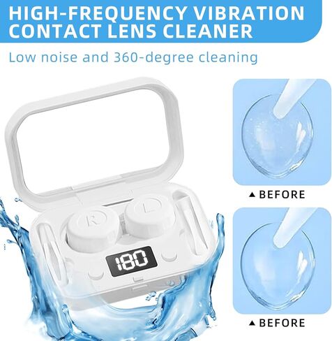Contact Lens Cleaner with Mirror, Contact Lens Cleaner Machine, USB Ultrasonic Contact Lens Cleaner for Disposal Soft Lens, Hard Lens, Contact Lens, Colored Lens, RGP Lens & OK Lens in Saudi Arabia