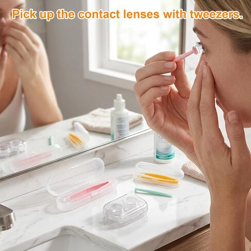 12PCS Contact Remover Tool for Soft Contacts, Eye Contact Remover Tool, Contacts Applicator Tool, 10 Lens Tools with Storage Case and Tweezers, Daily Lens Care for Long Nails in Saudi Arabia