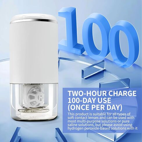 Portable Contact Lens Cleaner Machine for Soft & Colored Lenses - Fashionable Ivory White Ultrasonic Washer, USB Rechargeable for Daily Fast Cleaning & Travel in Saudi Arabia