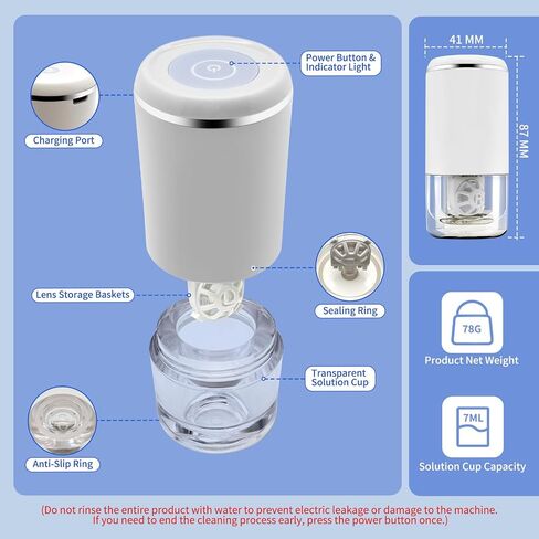 Portable Contact Lens Cleaner Machine for Soft & Colored Lenses - Fashionable Ivory White Ultrasonic Washer, USB Rechargeable for Daily Fast Cleaning & Travel in Saudi Arabia