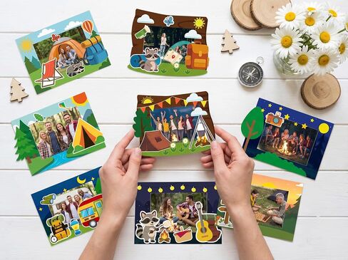 40 Pcs Camping Picture Frame Craft Kit - DIY Camp Photo with Magnetic Stickers for Summer Theme Birthday Party Favors Decorations in Saudi Arabia
