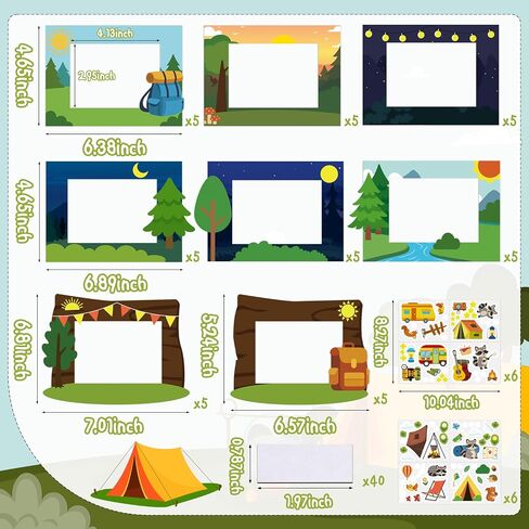 40 Pcs Camping Picture Frame Craft Kit - DIY Camp Photo with Magnetic Stickers for Summer Theme Birthday Party Favors Decorations in Saudi Arabia