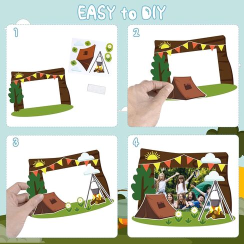 40 Pcs Camping Picture Frame Craft Kit - DIY Camp Photo with Magnetic Stickers for Summer Theme Birthday Party Favors Decorations in Saudi Arabia
