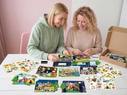 40 Pcs Camping Picture Frame Craft Kit - DIY Camp Photo with Magnetic Stickers for Summer Theme Birthday Party Favors Decorations in Saudi Arabia