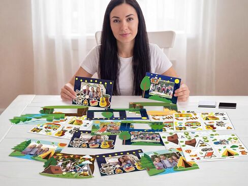 40 Pcs Camping Picture Frame Craft Kit - DIY Camp Photo with Magnetic Stickers for Summer Theme Birthday Party Favors Decorations in Saudi Arabia